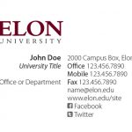 Example of an Elon University Business Card