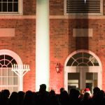 The menorah outside of Alamance on Elon’s campus to celebrate the annual Luminaries event.