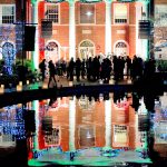 Members of the Elon University community gather outside of Alamance on Elon’s campus to celebrate the annual Luminaries event.