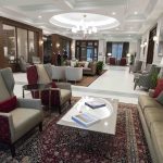 The lobby of the Inn at Elon.