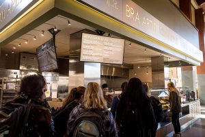 Students gather at a Mediterranean Deli takeover in Lakeside Dining Hall.