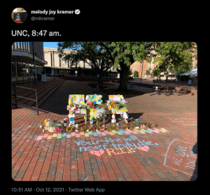 Screenshot of Twitter post about UNC Chapel Hill