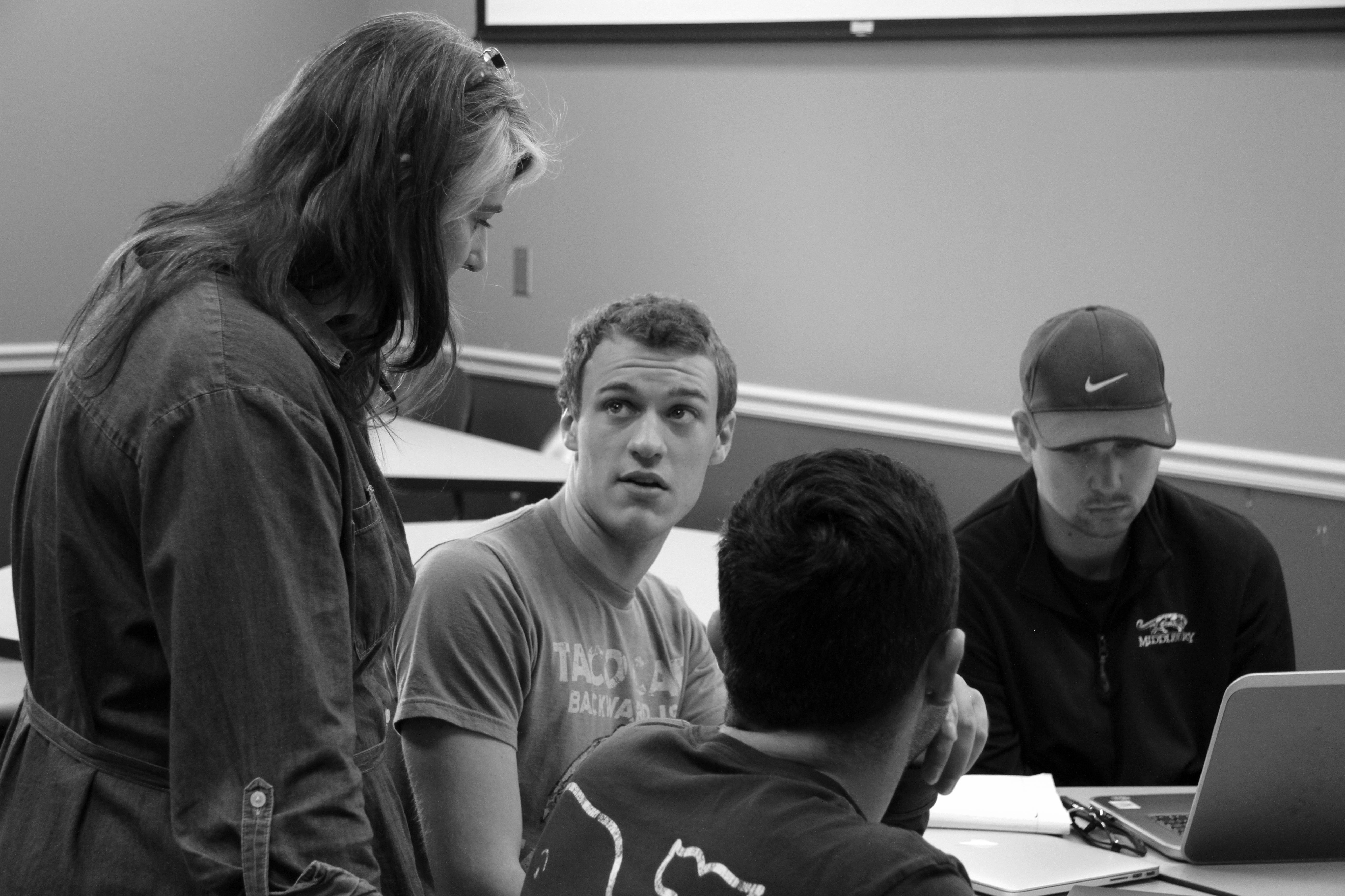 Home page showing professor Gatti working with students