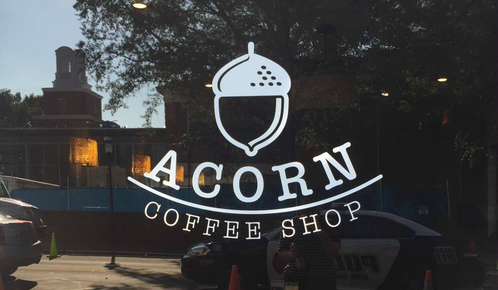 logo for the Acorn Coffee Shop in Elon, North Carolina