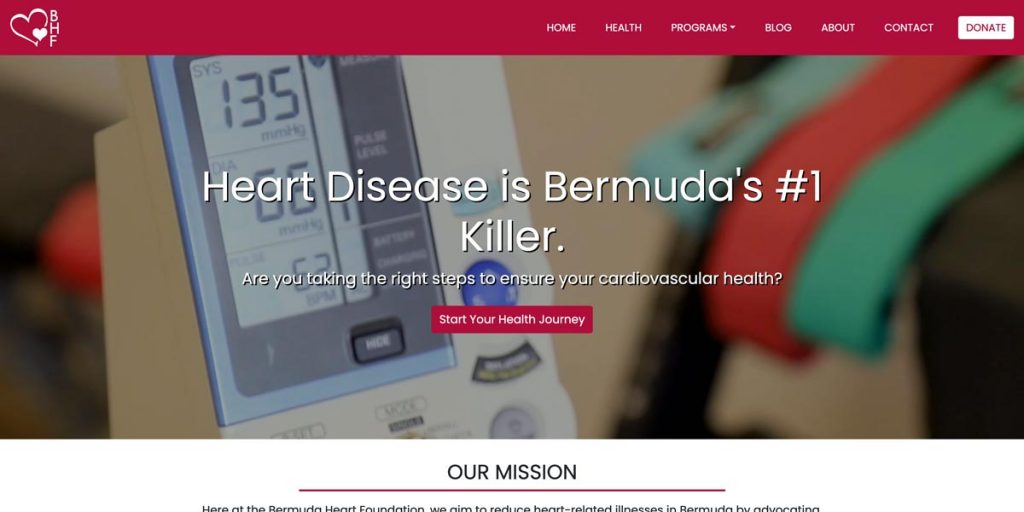 Screenshot of the Bermuda Heart Foundation website