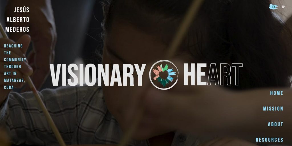 Screenshot of the Visionary Heart website