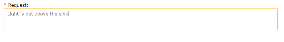 Screenshot of the request description field
