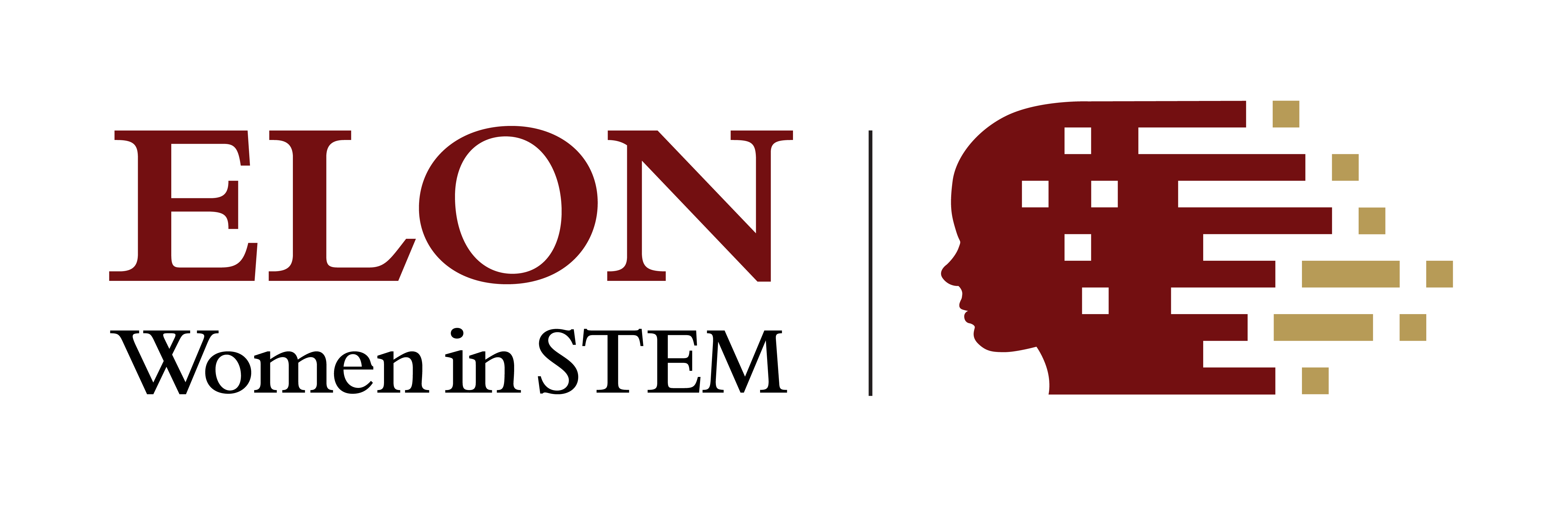 Elon Women in STEM logo in maroon and gold
