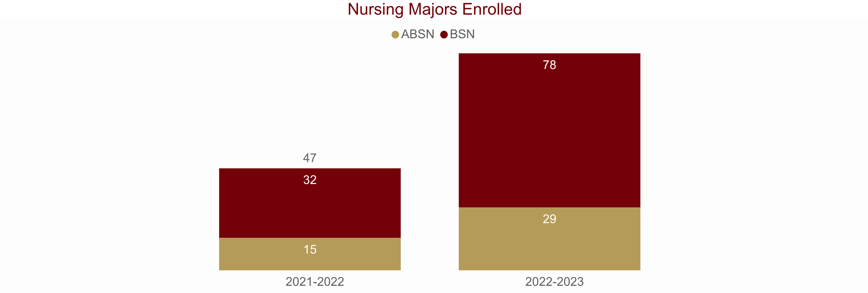 Bar chart showing the number of nursing majors enrolled