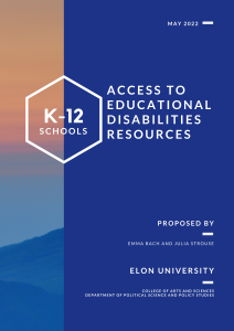 Cover Image of K-12 Schools: Access to Educational Disabilities Resources by Emma Bach and Julia Strouse