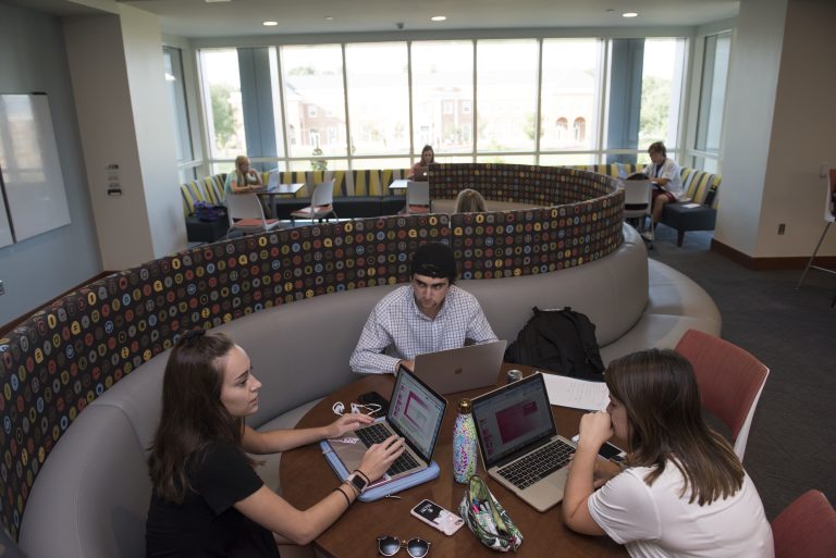 The Koenigsberger Learning Center, a two-story expansion of Carol Grotnes Belk Library, opened at the beginning of the 2018-19 academic year and is home to the university's Academic Advising, Learning Assistance and Disability Resources programs. Many common spaces are open for students to use.