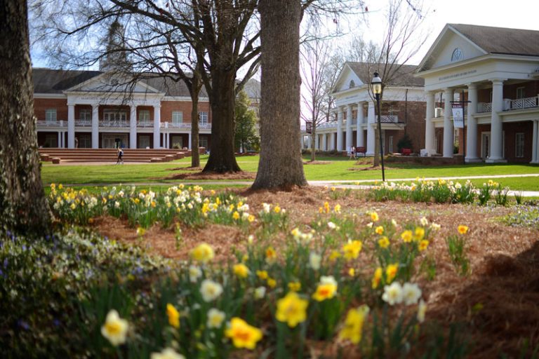 A shot of the Elon campus in the spring