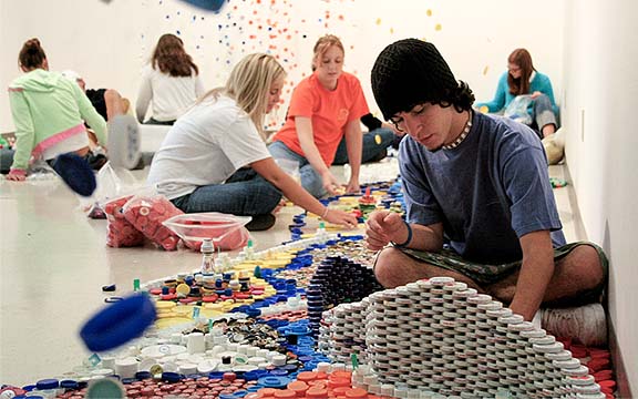 Students work with visiting artist Bryant Holsenbeck to create installation in Arts West Gallery, 2006