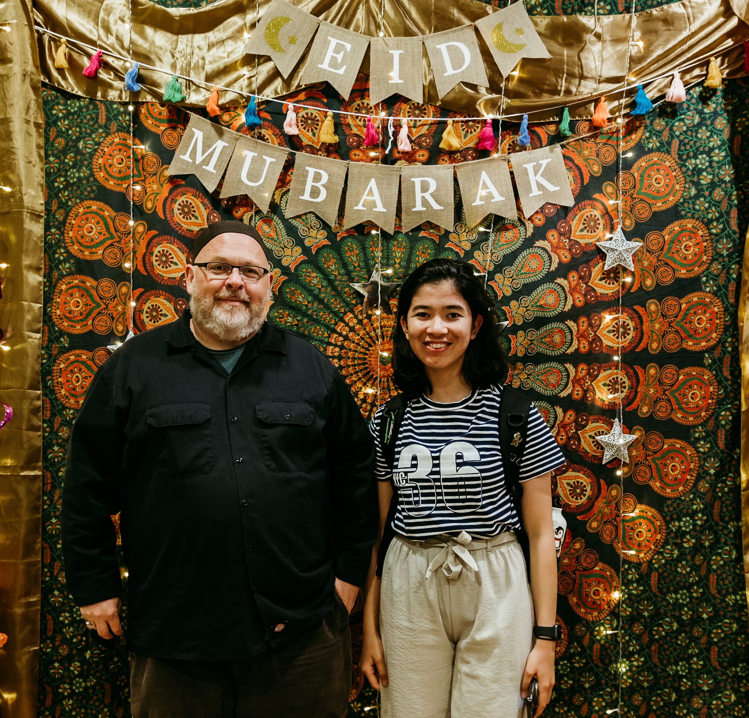 Muslim Life Chaplain, Imam Shane. and a student, celebrating Eid al-Fitr.