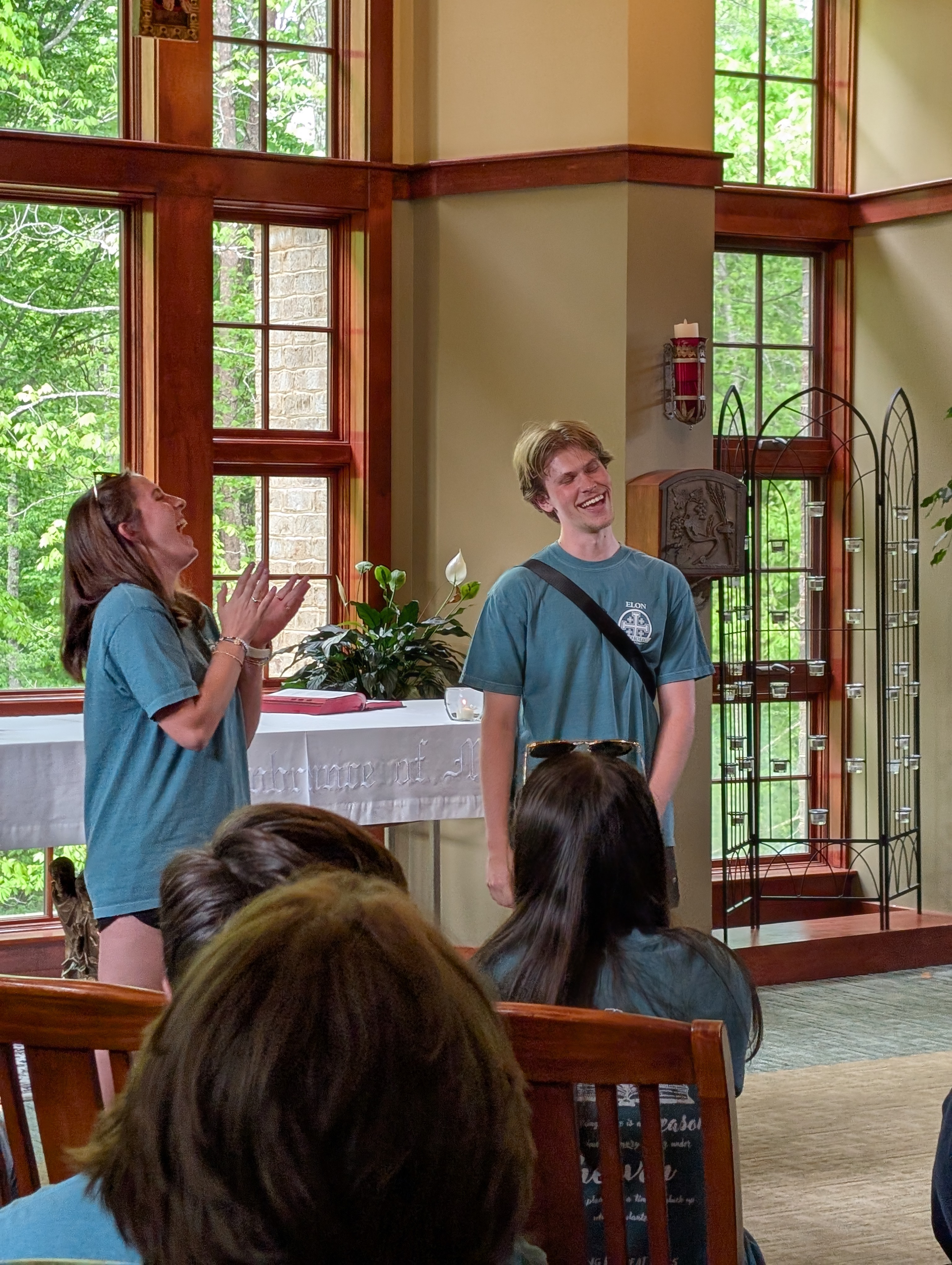 Catholic life student leaders during the fall retreat