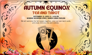 Flyer for a Tea and Tarot event.