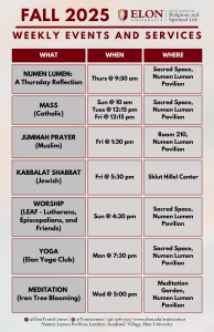 Fall 2025 Truitt Center Weekly Events and Services