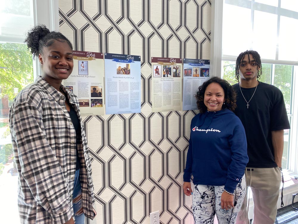 Elon students Chloë Williams (left) and Austin Williams (right) alongside ACC faculty member Yholima Vargas Pedroza (center).