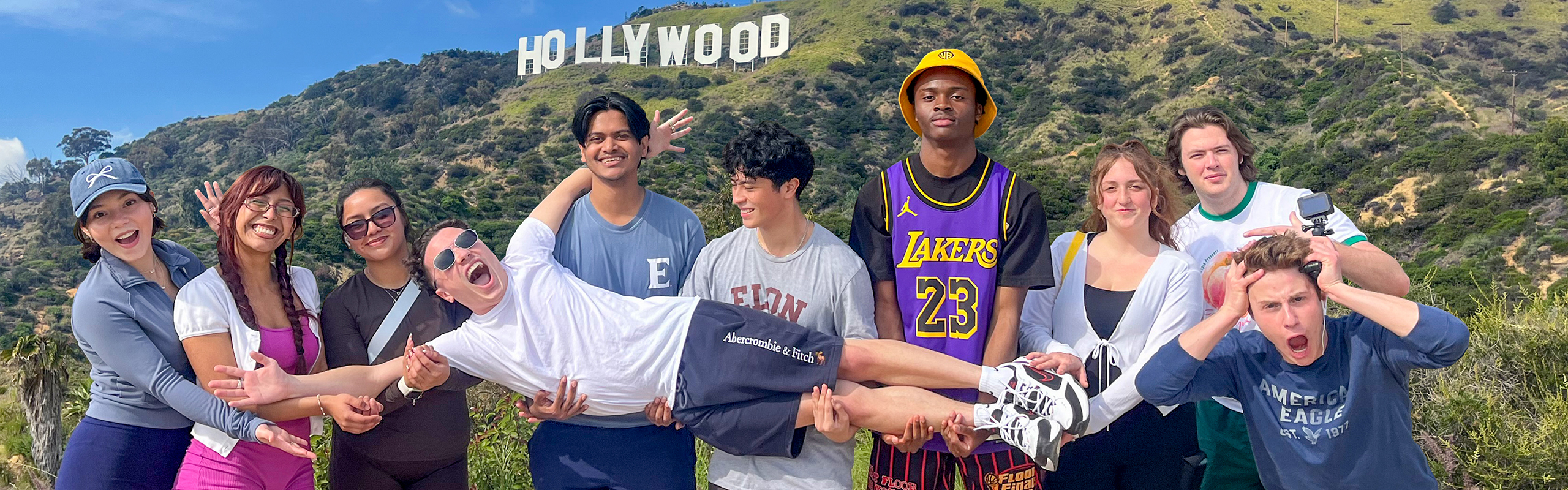 Elon students in the Los Angeles program at the Hollywood sign