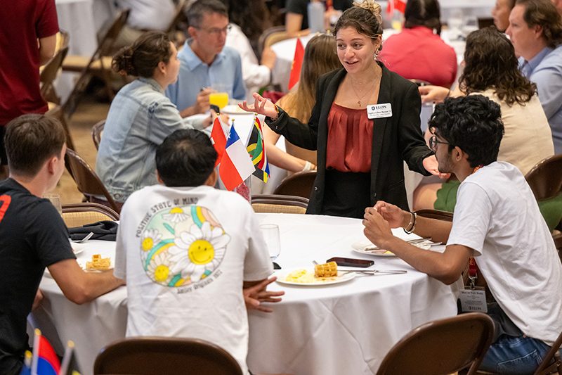 International student welcome breakfast at Elon