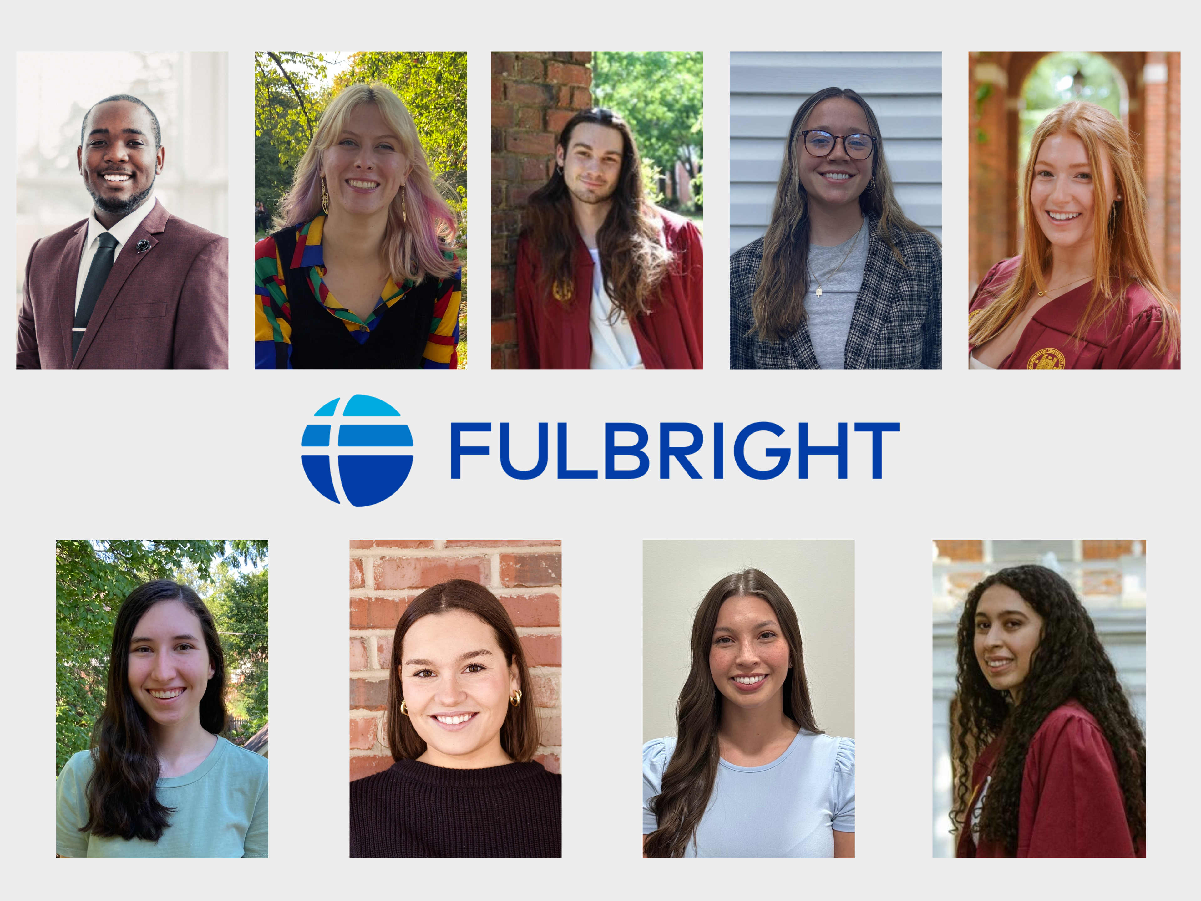 Portraits of the nine Fulbright students listed below.