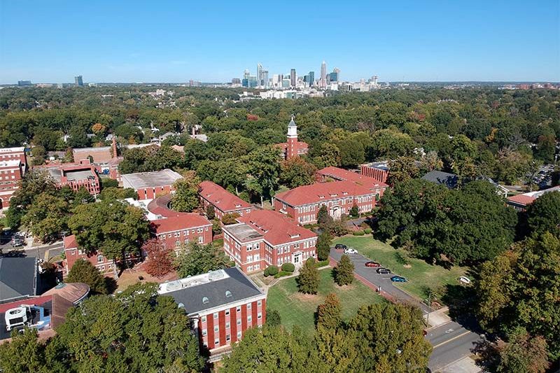 aerial view of Queens campus in Charlotte