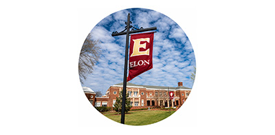 Photo of Elon University banner on campus