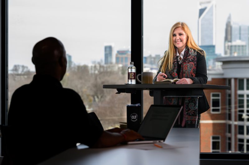 Elon CMHC Judy Folmar speaking in a classroom