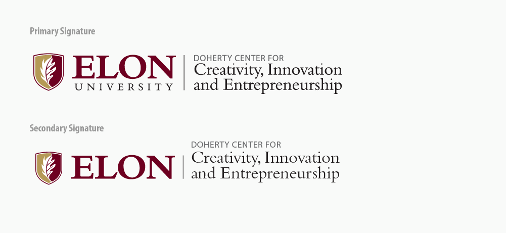Examples of the primary and secondary signature for the Doherty Center