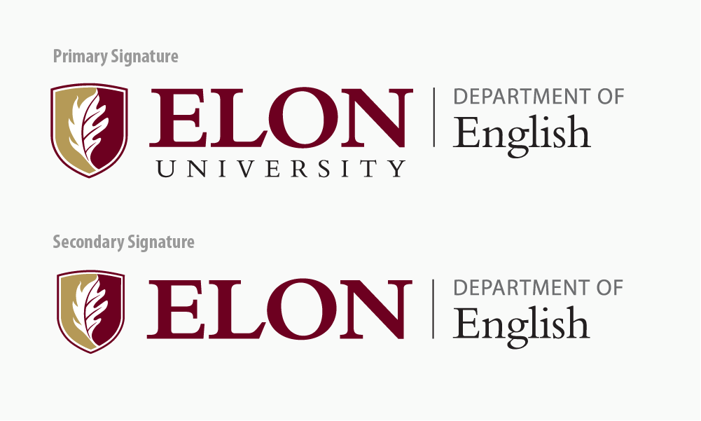 Examples of the primary and secondary signature for the department of English