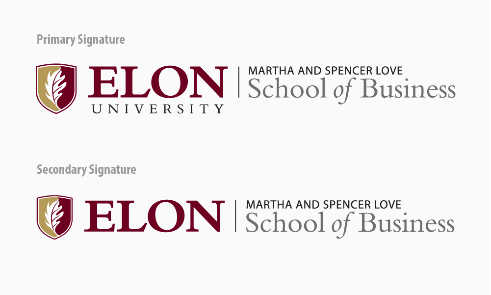 Example of the primary and secondary signature for the Love School of Business