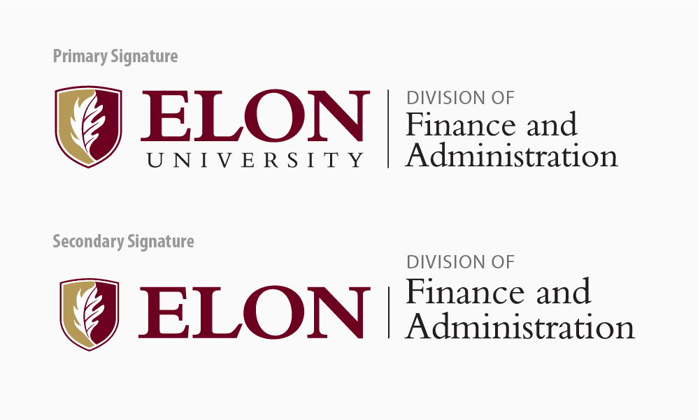 Example of the primary and secondary signature for the Division of Finance and Administration