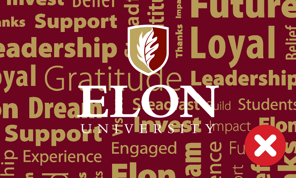 Example of improper usage of the Elon signature, where background textures or colors make the mark difficult to read