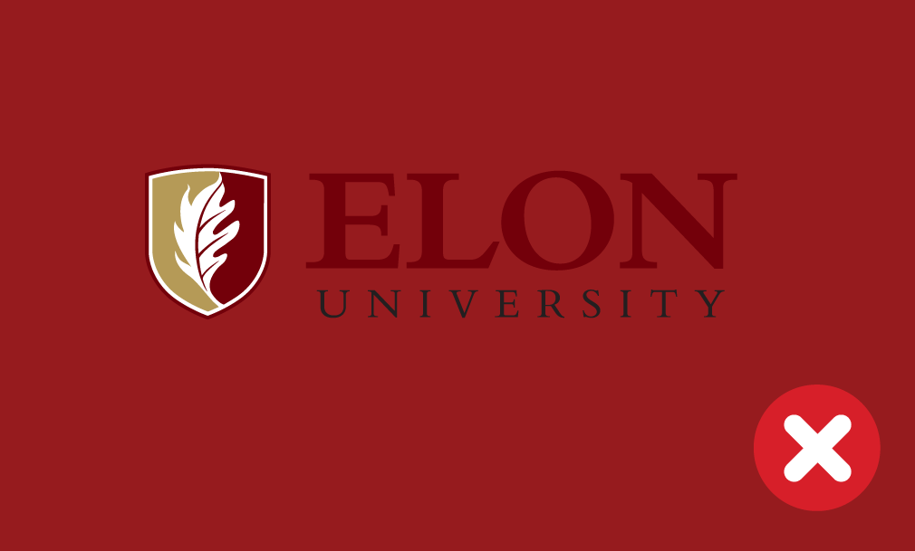 Example of improper usage of the Elon signature, howing the background color is too similar with the mark making it difficult to read