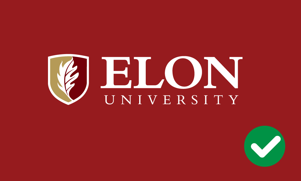 Example of proper usage of the Elon signature, showing sufficient contrast between the mark and the background color