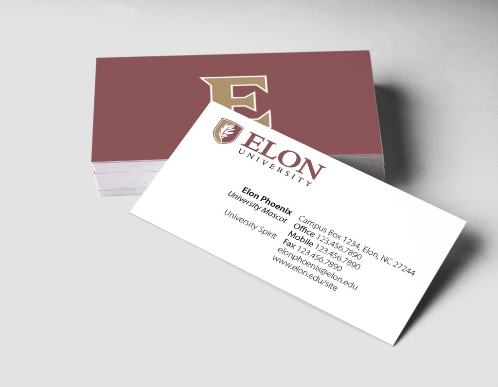 An example of an Elon University business card