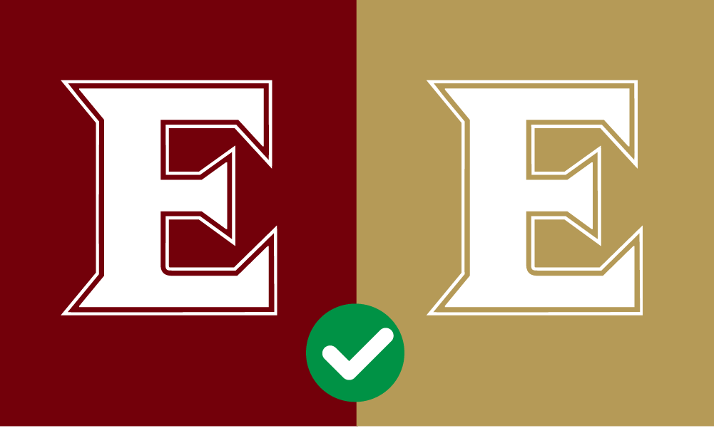 Correct usage example showing to use the outline version of the monogram when using a single color