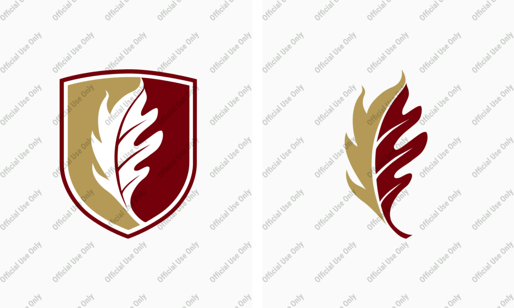 Examples of the shield and leaf, which should not be used outside of official communications