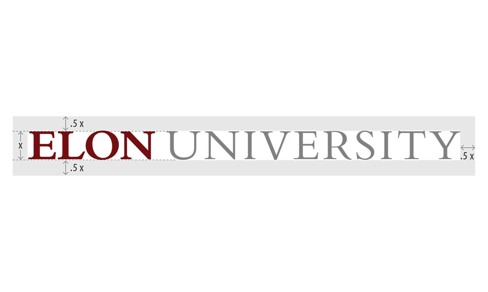 Example showing the required clearspace around Elon's wordmark