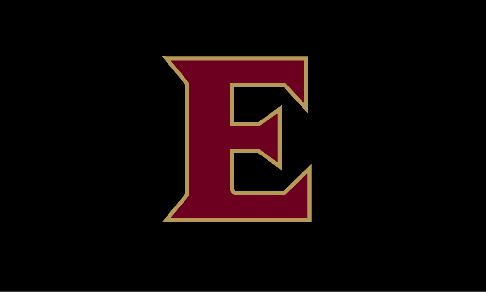 Example of Elon University's monogram E on a black background