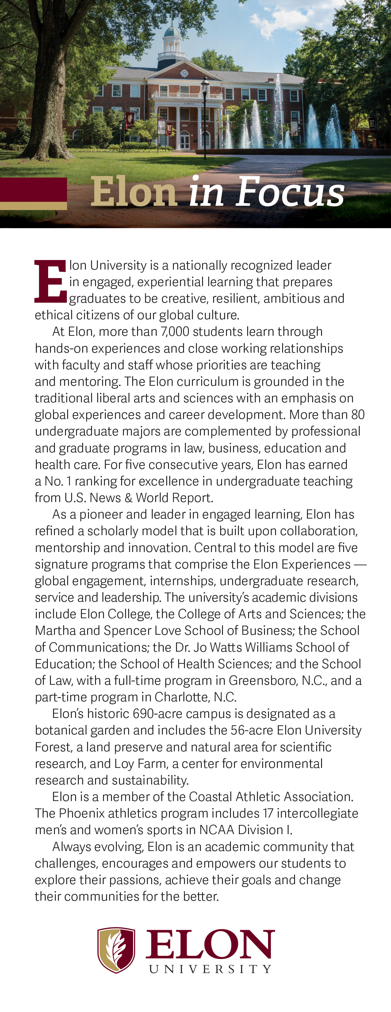Image of the Elon in Focus rack card