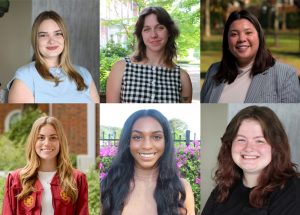 Upper row from left to right: Abby Lee, Sam Hinton, Anna Matawaran. Lower row from left to right: Juliana Buter, Aniya Scott, Jasmine Walker.