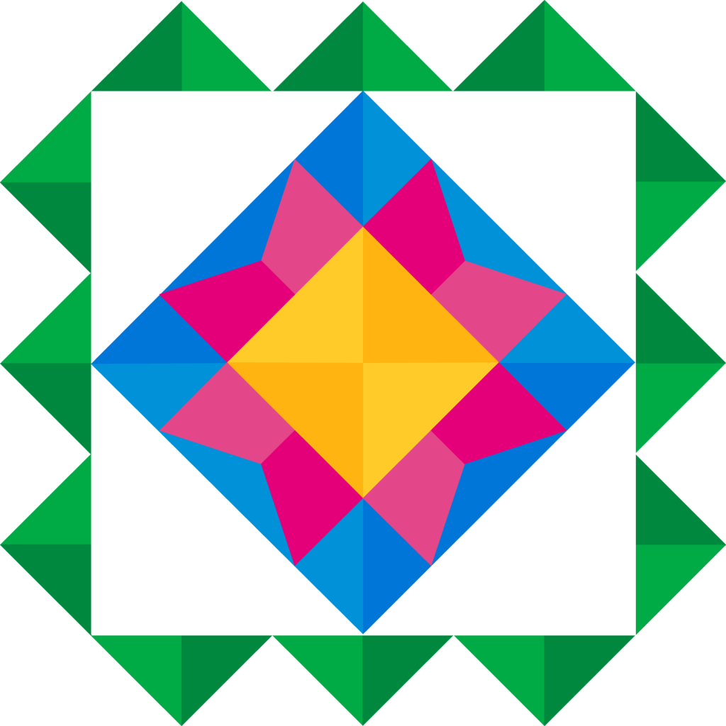 the power and place logo, a patchwork quilt of many colors