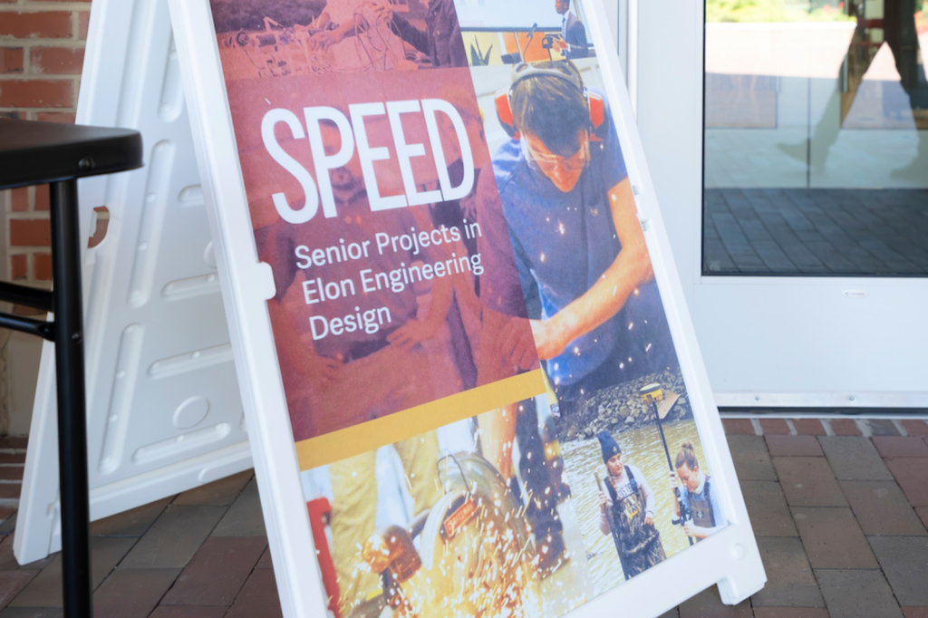 SPEED sign outside Founders Hall doors