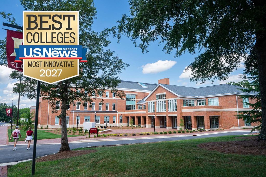 Elon Campus with US News badge for innovative schools