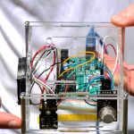 gas sensors housed in a transparent plastic cube
