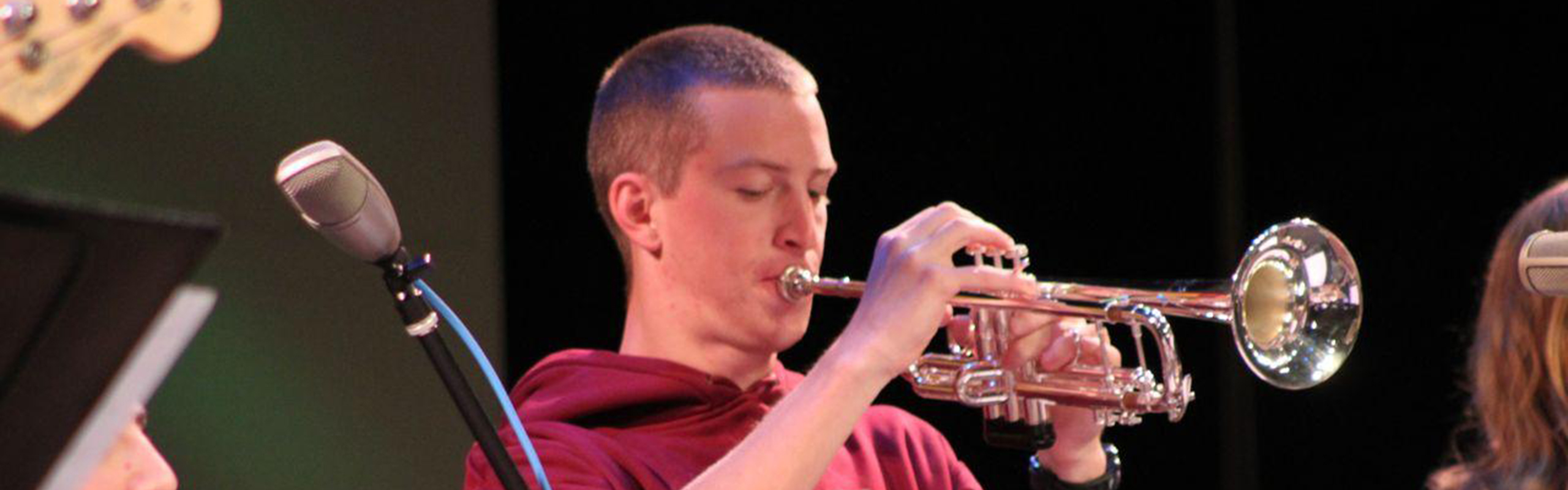 Photo of student playing trumpet in the Jazz Ensemble