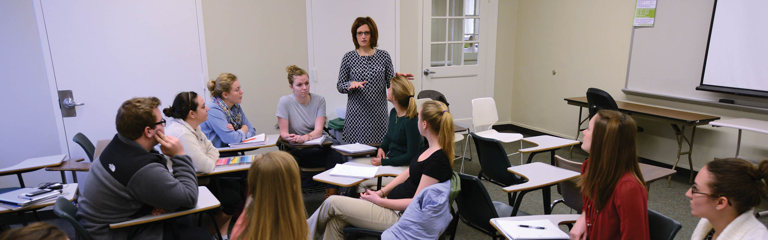 Marna Winter leads a class in the School of Education.