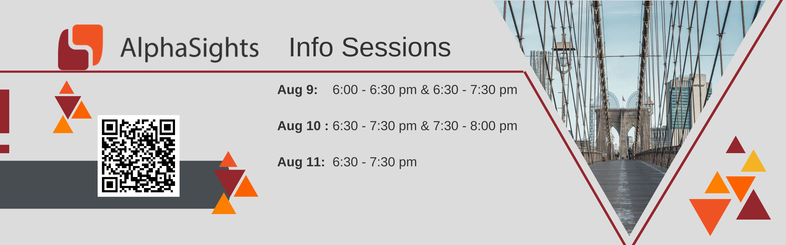 AlphaSights information sessions week of Aug 8. Review EJN for details
