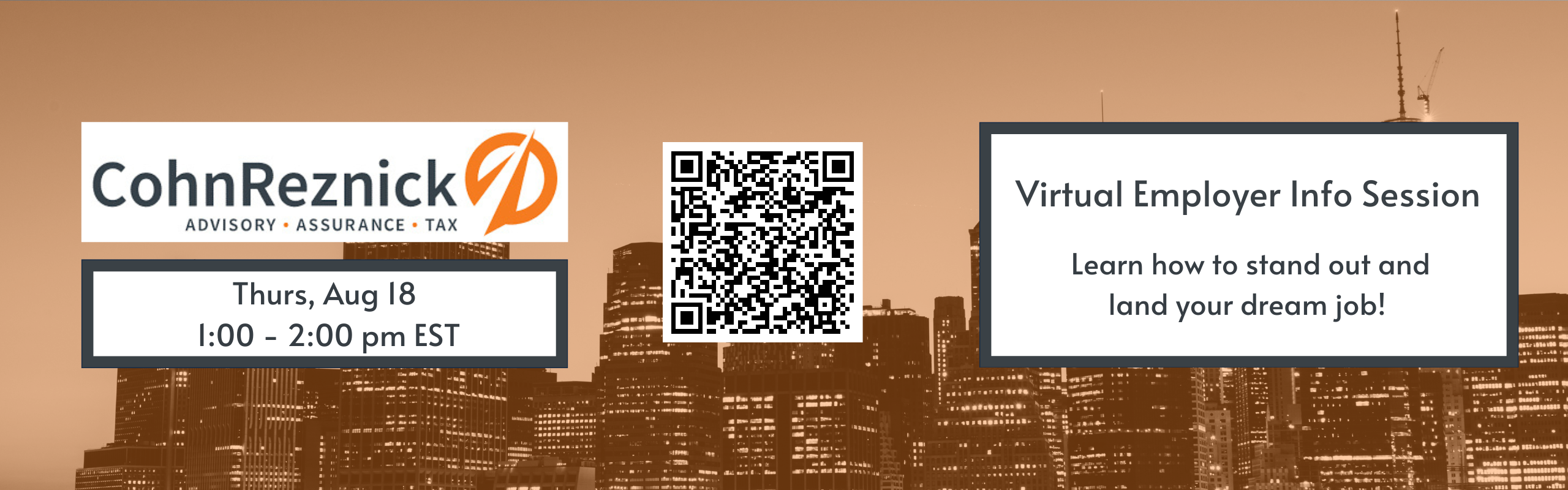CohnReznick Virtual Information Session. Review EJN for details